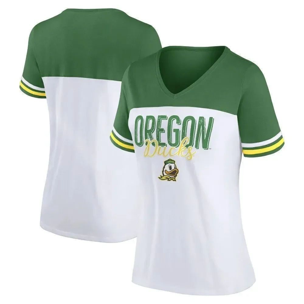 NCAA Oregon Ducks Screen Print Green Women's Yolk Short T-Shirt Large NWT